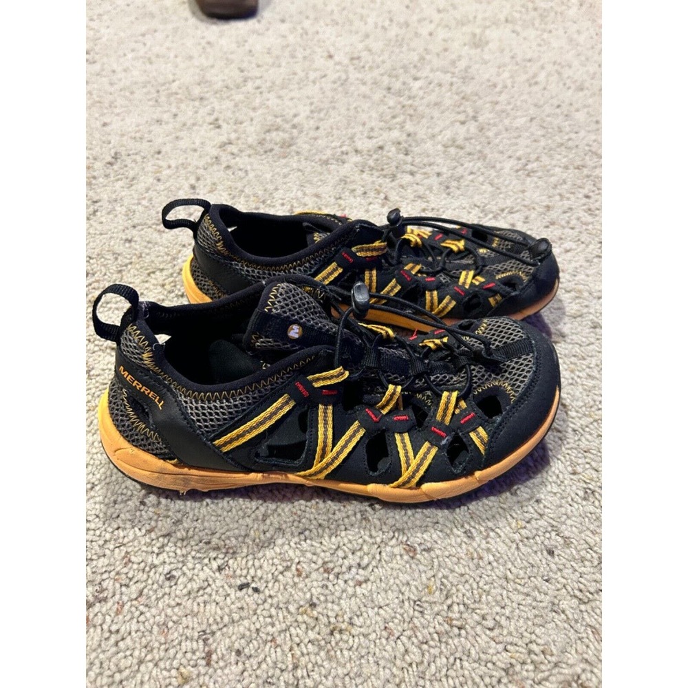 MERRELL 5 Youth Hiking Sandal Yellow Black M-Hydro Chp Shan Closed Toe NICE C23